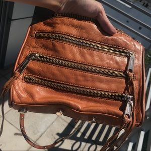 Rebecca Minkoff Brown Mini 5 Zip Bag in Almond